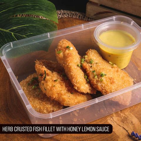 Herb Crusted Fish Fillet with Honey Lemon Sauce